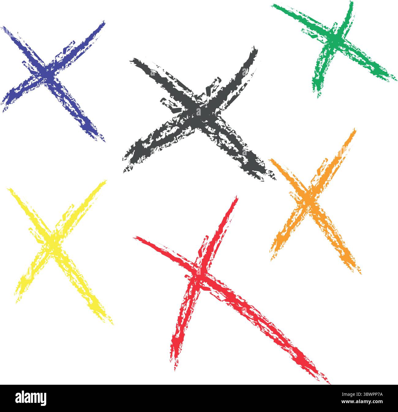 Croci colorate e dinamiche per enfatizzare, rifiutare o annullare i progetti dai colori vivaci Illustrazione Vettoriale