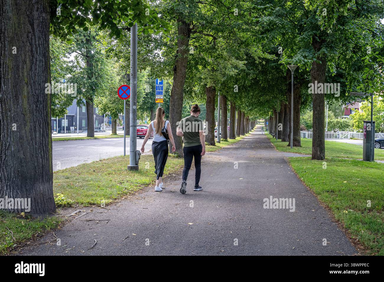 La passeggiata meridionale durante l'estate a Norrköping. Le Promenadi di Norrköping sono state ispirate ai viali di Parigi. Foto Stock