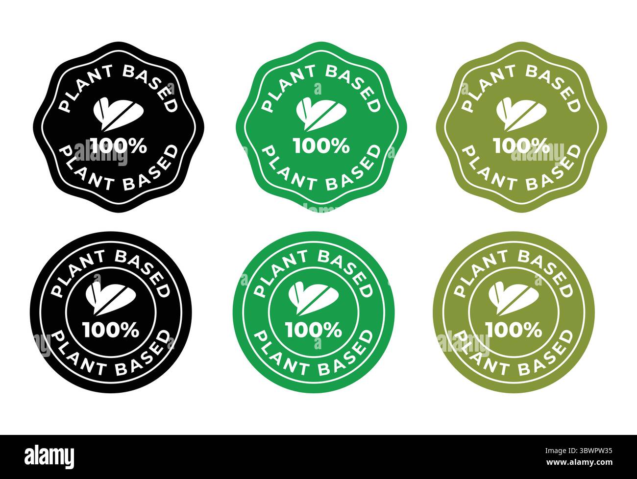 Set di etichette per prodotti Vegan 100% a base di impianti Illustrazione Vettoriale