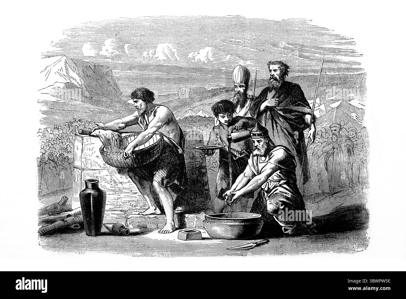 Illustrazione della preparazione dell'acqua di separazione (numeri) Un rituale che si svolge dopo essere entrato in contatto con i morti dell'Antico XIX secolo Foto Stock