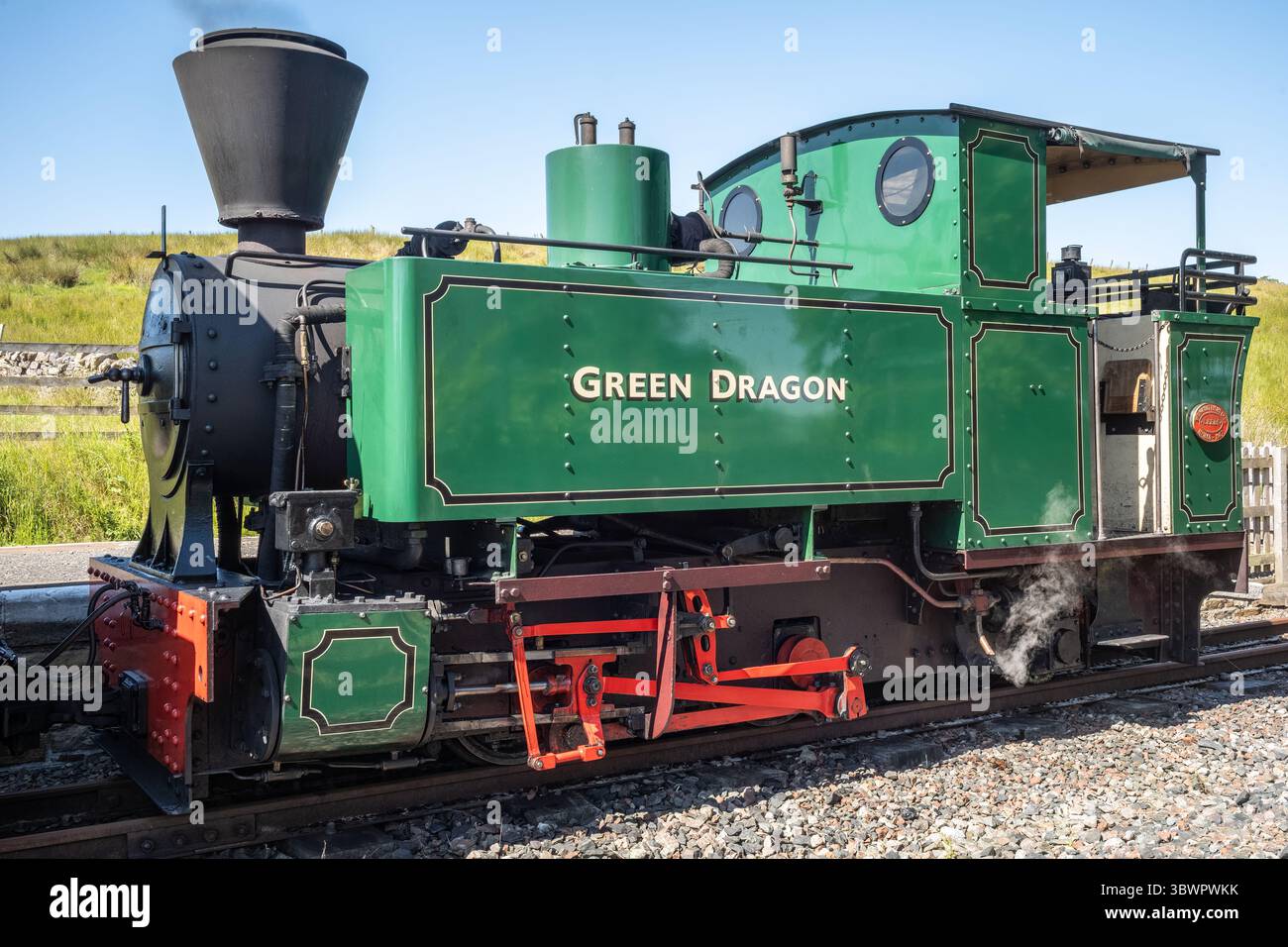 Tecnologia d'epoca conservata e restaurata come attrazione turistica attiva, Slaggyford Station, South Tynedale Railway, Northumberland, Regno Unito Foto Stock