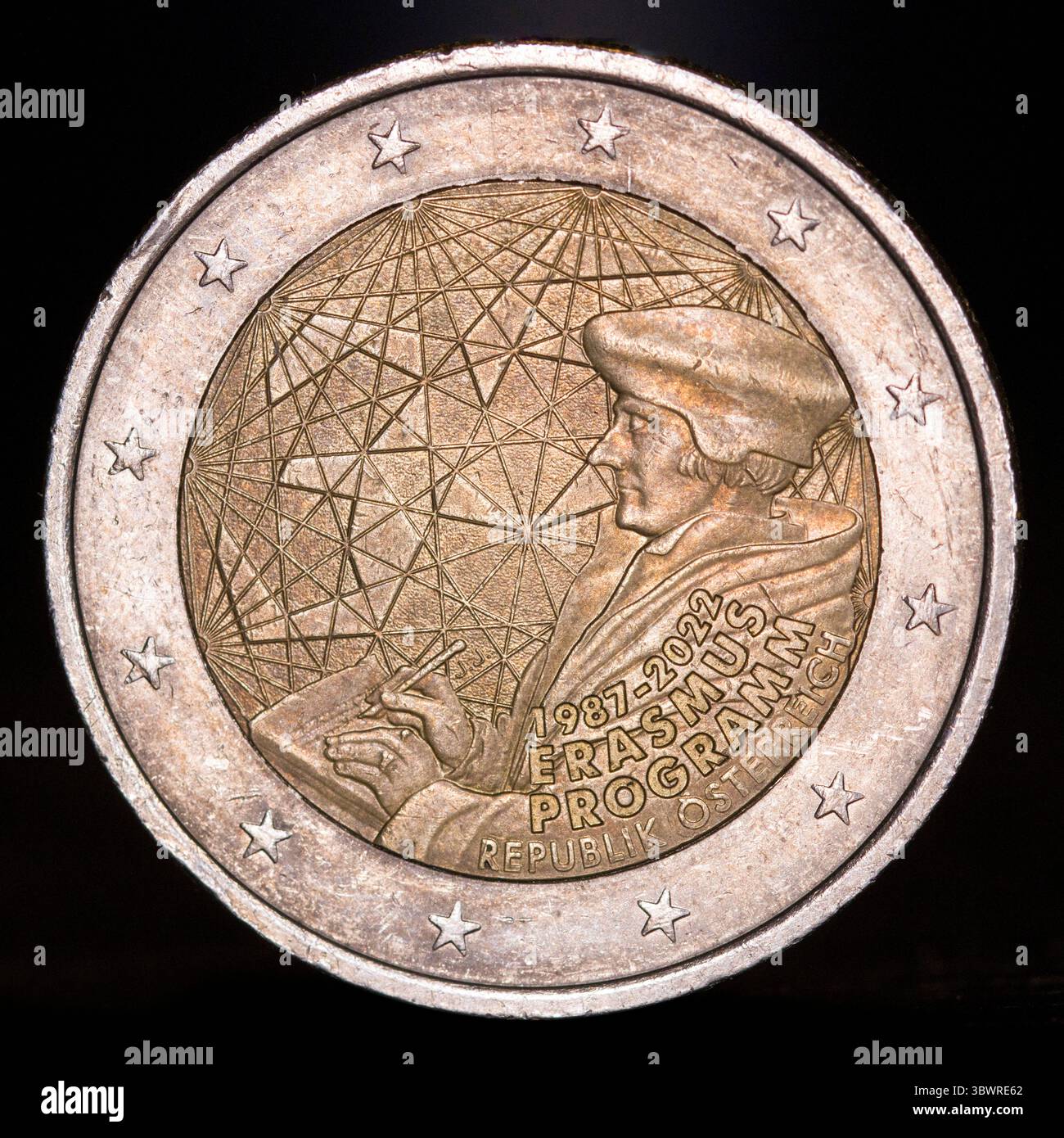 Moneta commemorativa da 2 euro "35 anni del programma Erasmus", Austria Foto Stock