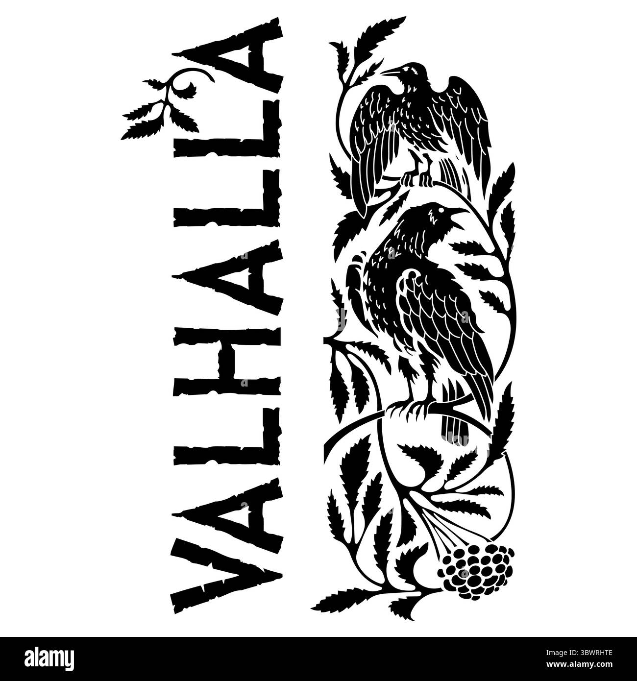 Incisione vintage. L'albero della vita nella mitologia norrena con gli animali Illustrazione Vettoriale