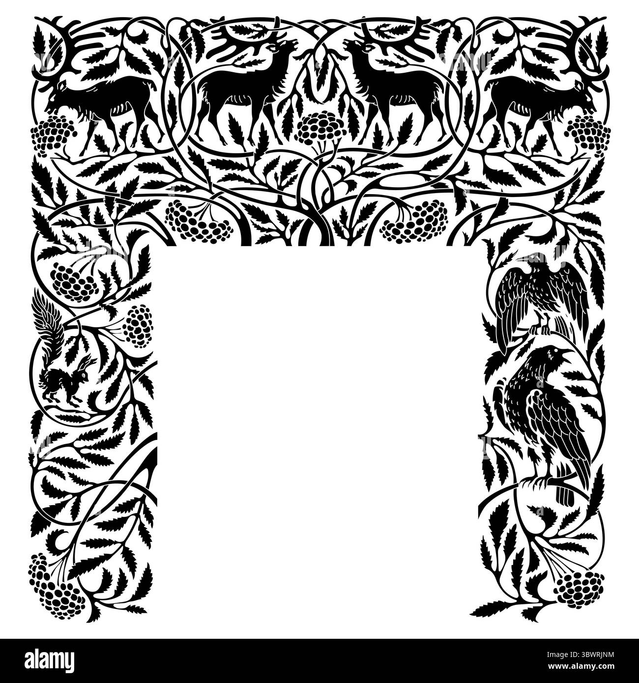 Incisione vintage. L'albero della vita nella mitologia norrena con gli animali Illustrazione Vettoriale