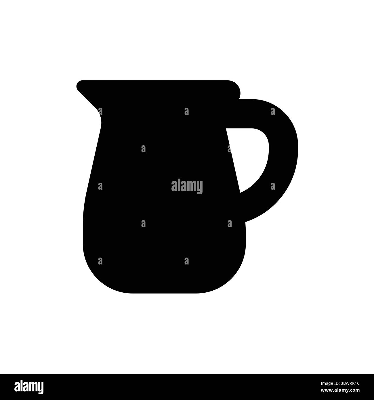 Questa immagine presenta una semplice silhouette nera di una caraffa su uno sfondo bianco, perfetta per l'uso in cucine moderne o temi per bevande. Illustrazione Vettoriale