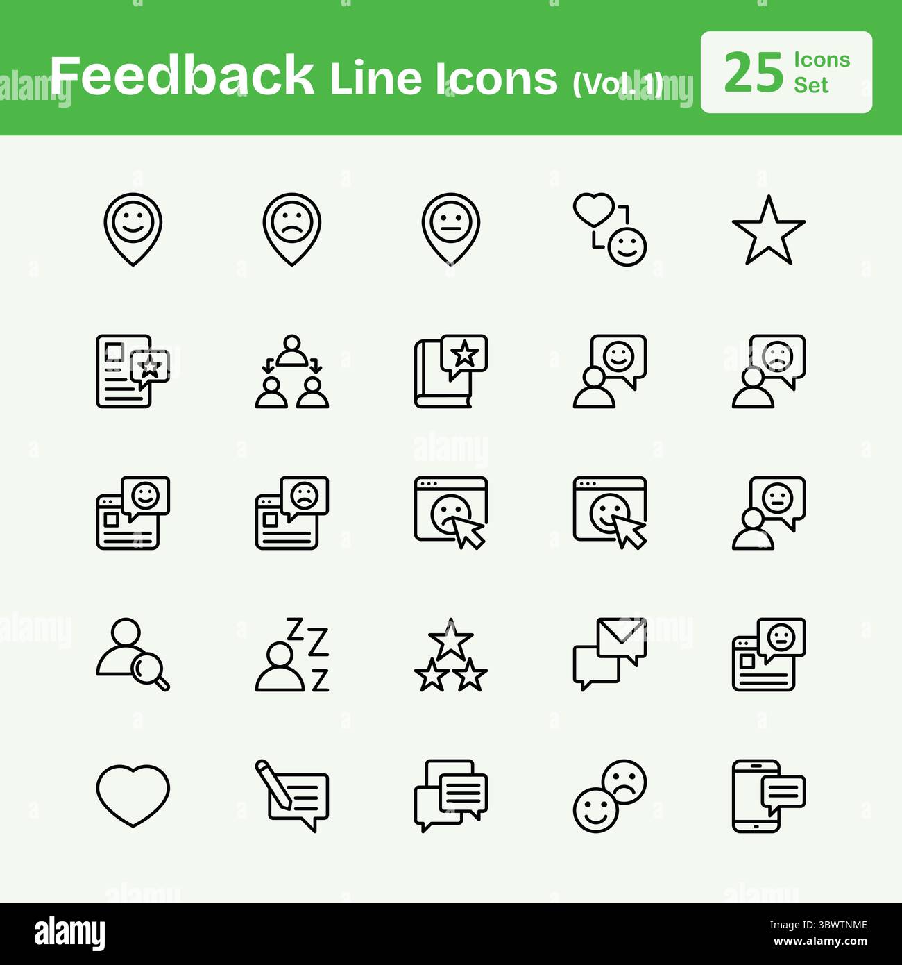 Icone della linea di feedback (Vol.1) Illustrazione Vettoriale