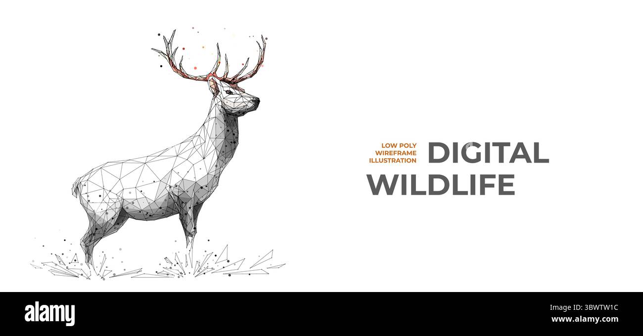 Elegant Abstract Digital Red Deer sono in piedi in Abstract Grace. Illustrazione Vettoriale