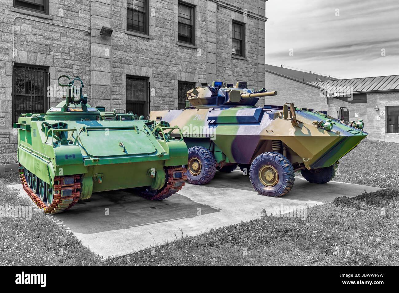 Veicoli militari in esposizione - vari Foto Stock