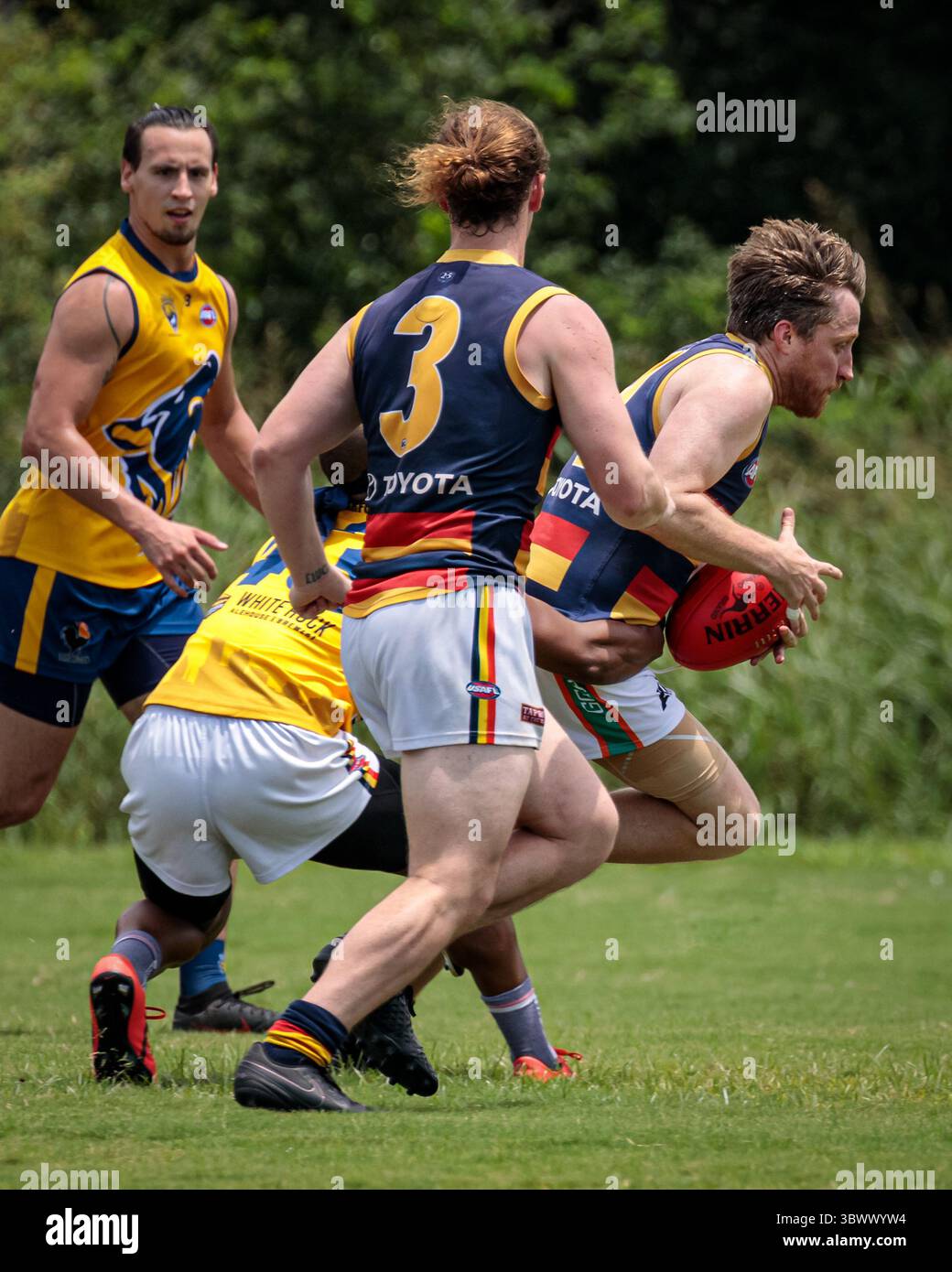 12 giugno 2021, Austin, Texas, Stati Uniti: Partita della United States Australian Football League tra i dingo Austin Crows e Dallas all'Onion Creek Soccer Complex di Austin, Texas. (Immagine di credito: © Ralph Arvesen/ZUMA Press) Foto Stock
