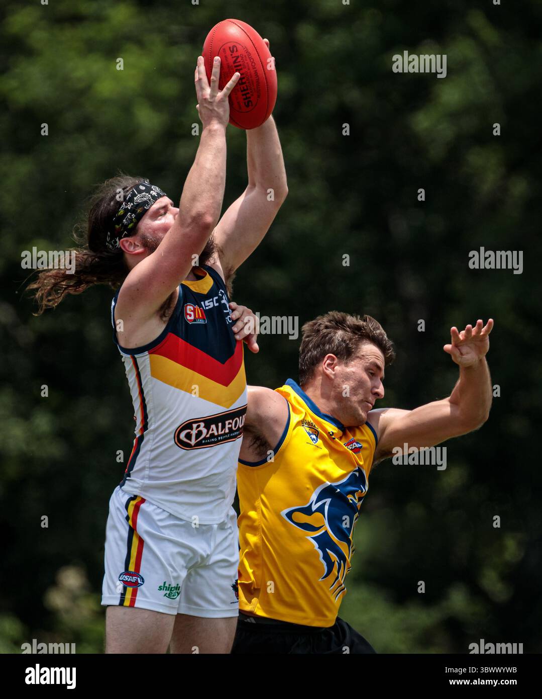 12 giugno 2021, Austin, Texas, Stati Uniti: Partita della United States Australian Football League tra i dingo Austin Crows e Dallas all'Onion Creek Soccer Complex di Austin, Texas. (Immagine di credito: © Ralph Arvesen/ZUMA Press) Foto Stock