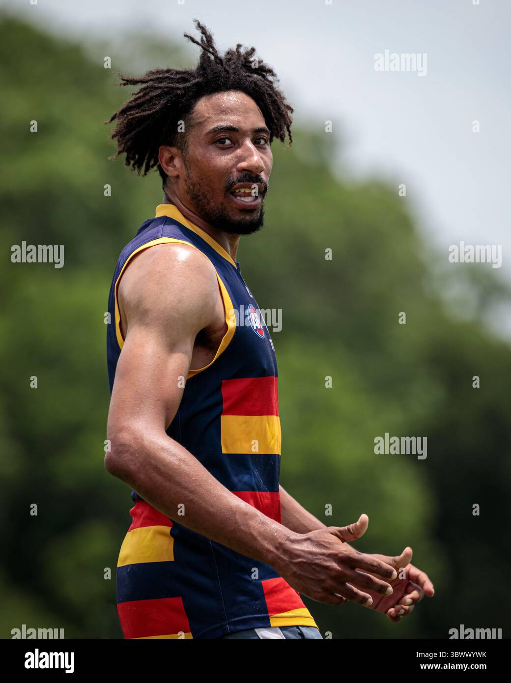 12 giugno 2021, Austin, Texas, Stati Uniti: Partita della United States Australian Football League tra i dingo Austin Crows e Dallas all'Onion Creek Soccer Complex di Austin, Texas. (Immagine di credito: © Ralph Arvesen/ZUMA Press) Foto Stock