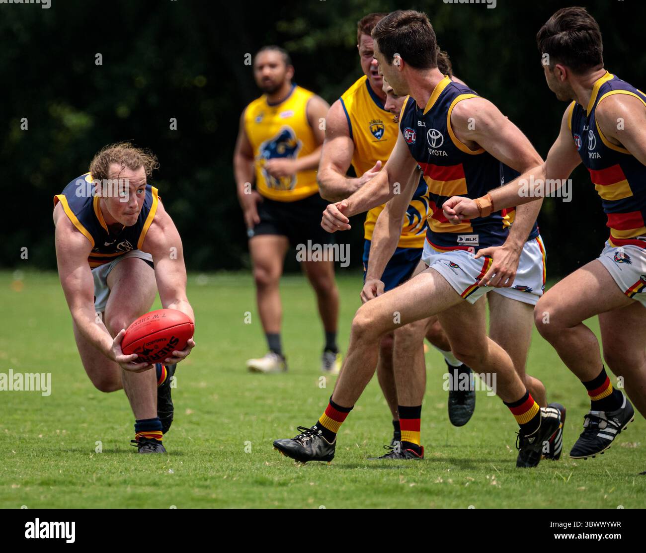 12 giugno 2021, Austin, Texas, Stati Uniti: Partita della United States Australian Football League tra i dingo Austin Crows e Dallas all'Onion Creek Soccer Complex di Austin, Texas. (Immagine di credito: © Ralph Arvesen/ZUMA Press) Foto Stock