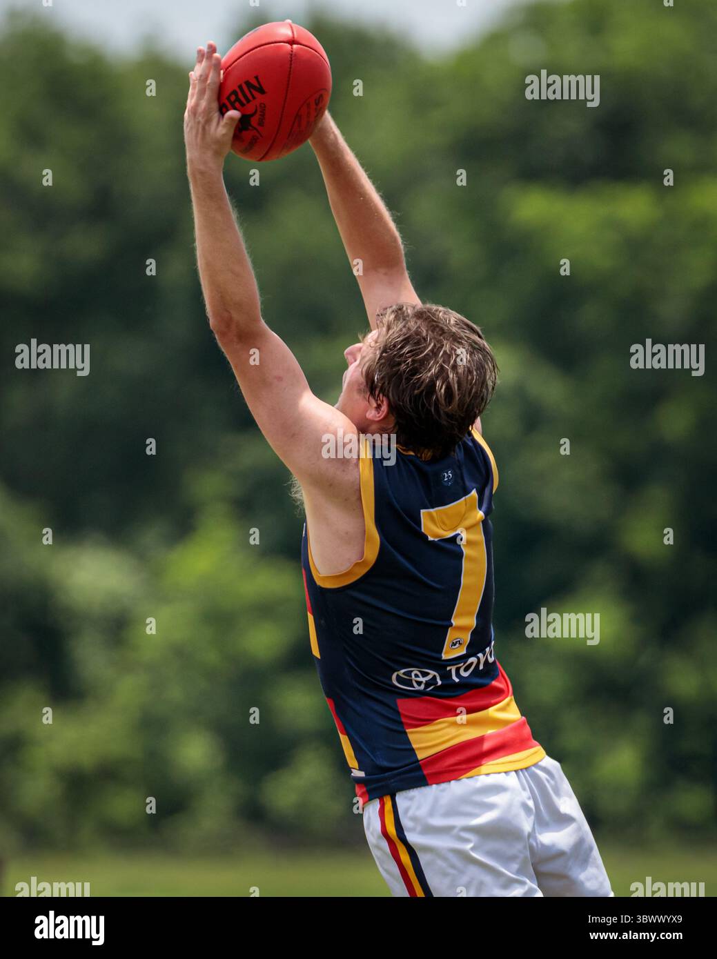 12 giugno 2021, Austin, Texas, Stati Uniti: Partita della United States Australian Football League tra i dingo Austin Crows e Dallas all'Onion Creek Soccer Complex di Austin, Texas. (Immagine di credito: © Ralph Arvesen/ZUMA Press) Foto Stock