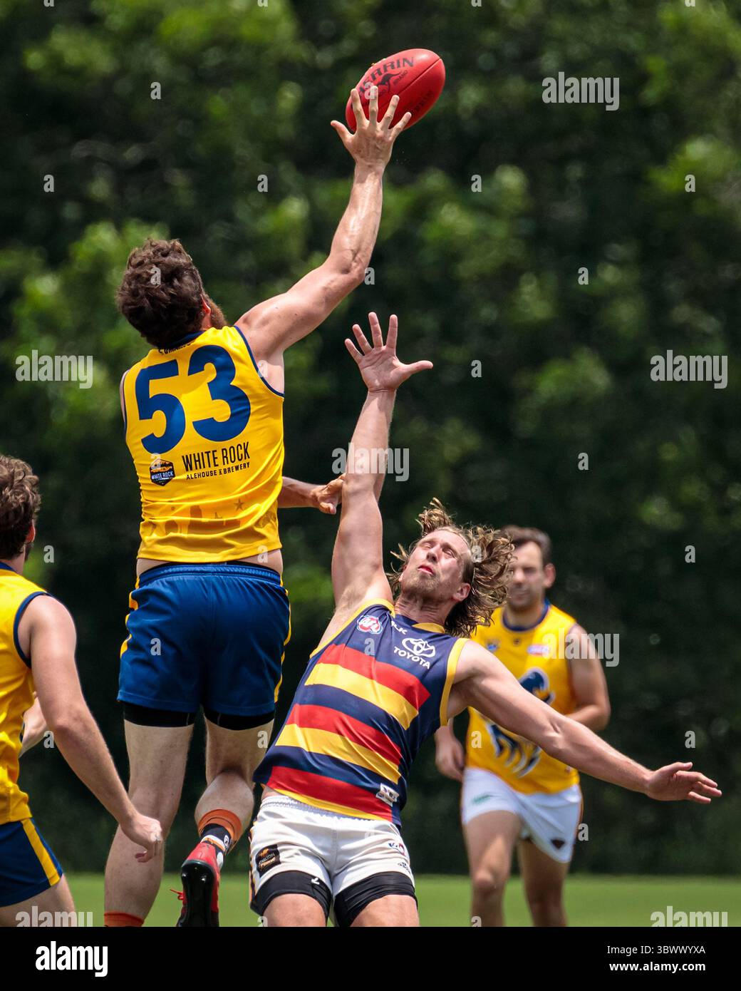 12 giugno 2021, Austin, Texas, Stati Uniti: Partita della United States Australian Football League tra i dingo Austin Crows e Dallas all'Onion Creek Soccer Complex di Austin, Texas. (Immagine di credito: © Ralph Arvesen/ZUMA Press) Foto Stock