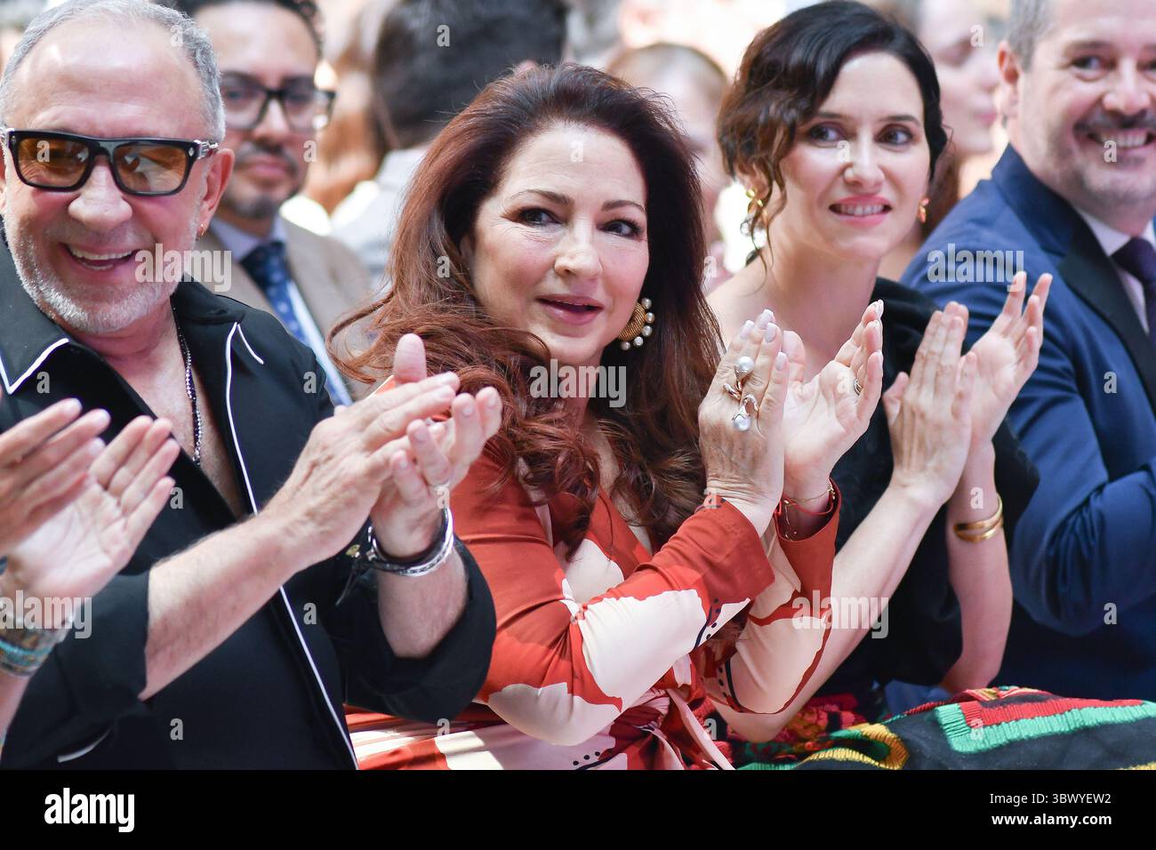Madrid, Spagna. 17 luglio 2025. La cantante Gloria Estefan partecipa alla presentazione del programma Hispanidad 2025 presso la Real Casa de Correos. Credito: SOPA Images Limited/Alamy Live News Foto Stock