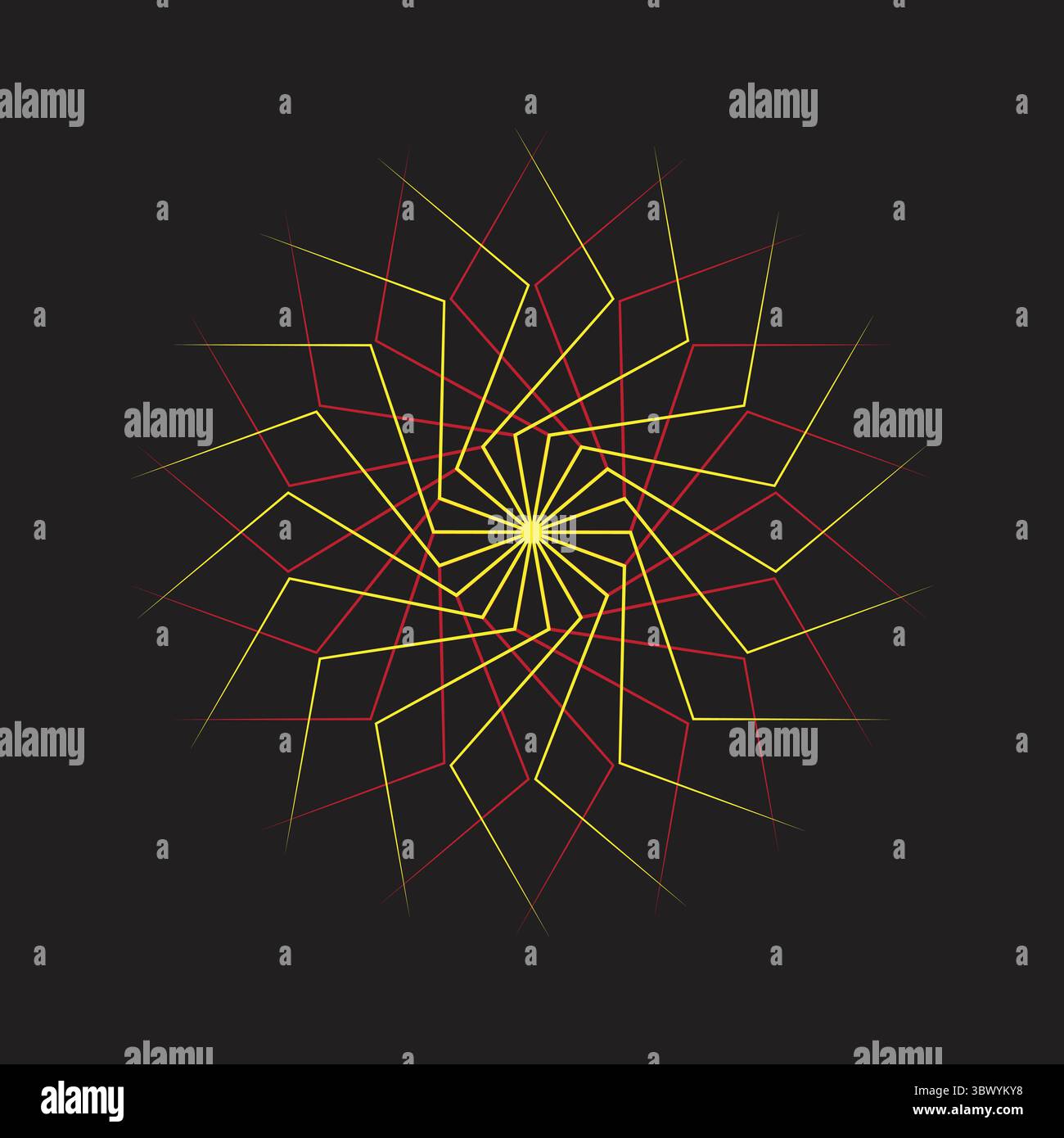 Elegante design geometrico mandala con colori vivaci e tipografia classica Illustrazione Vettoriale