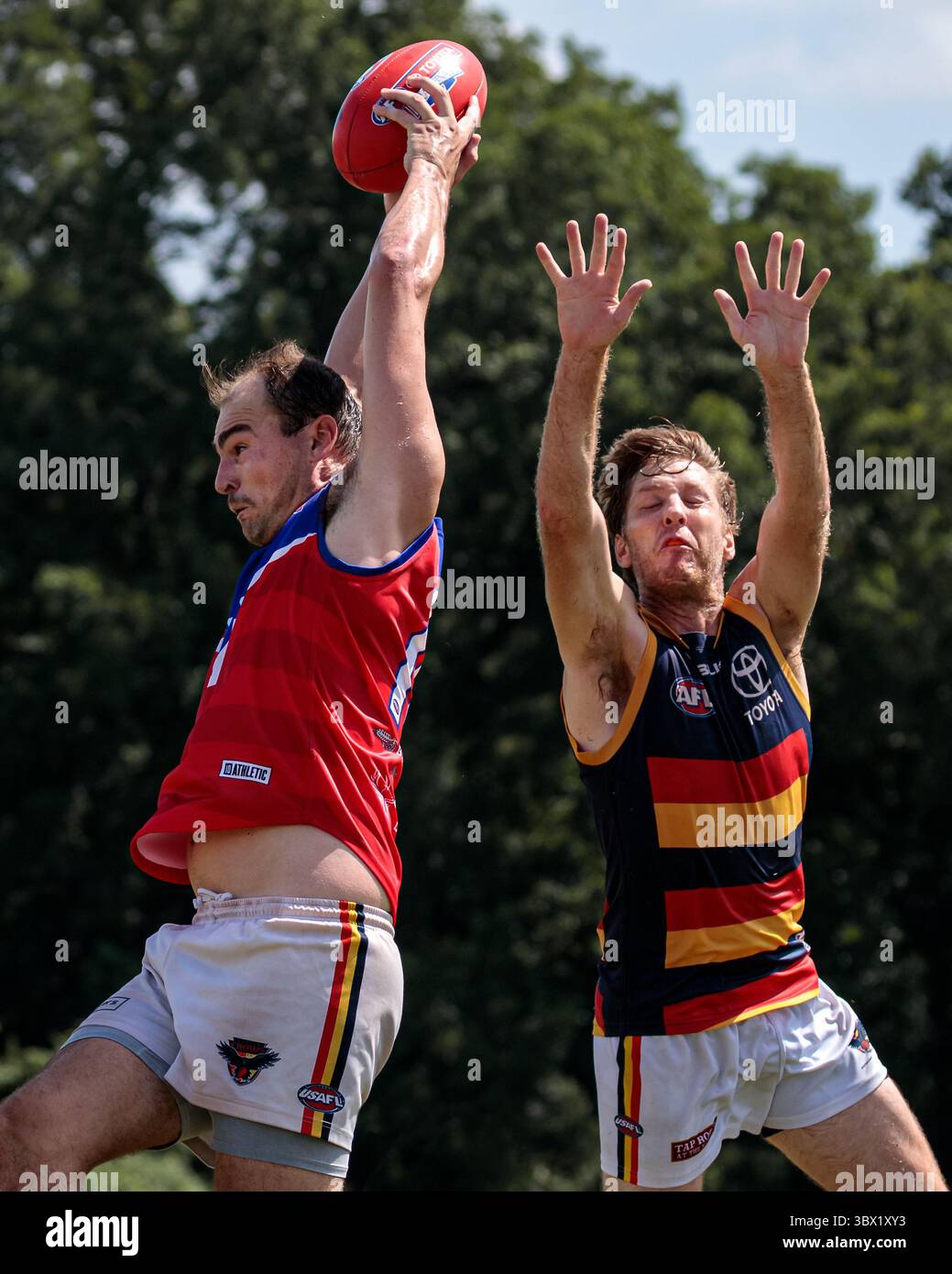 31 luglio 2021, Austin, Texas, Stati Uniti: Partita della United States Australian Football League tra gli Austin Crows e gli Houston Lonestars all'Onion Creek Soccer Complex di Austin, Texas. (Immagine di credito: © Ralph Arvesen/ZUMA Press) Foto Stock