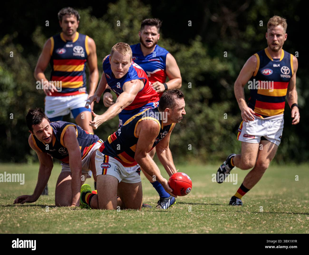 31 luglio 2021, Austin, Texas, Stati Uniti: Partita della United States Australian Football League tra gli Austin Crows e gli Houston Lonestars all'Onion Creek Soccer Complex di Austin, Texas. (Immagine di credito: © Ralph Arvesen/ZUMA Press) Foto Stock
