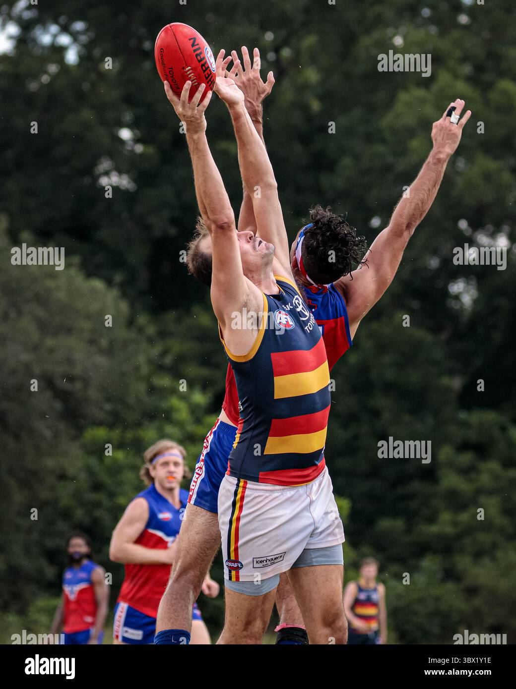 31 luglio 2021, Austin, Texas, Stati Uniti: Partita della United States Australian Football League tra gli Austin Crows e gli Houston Lonestars all'Onion Creek Soccer Complex di Austin, Texas. (Immagine di credito: © Ralph Arvesen/ZUMA Press) Foto Stock
