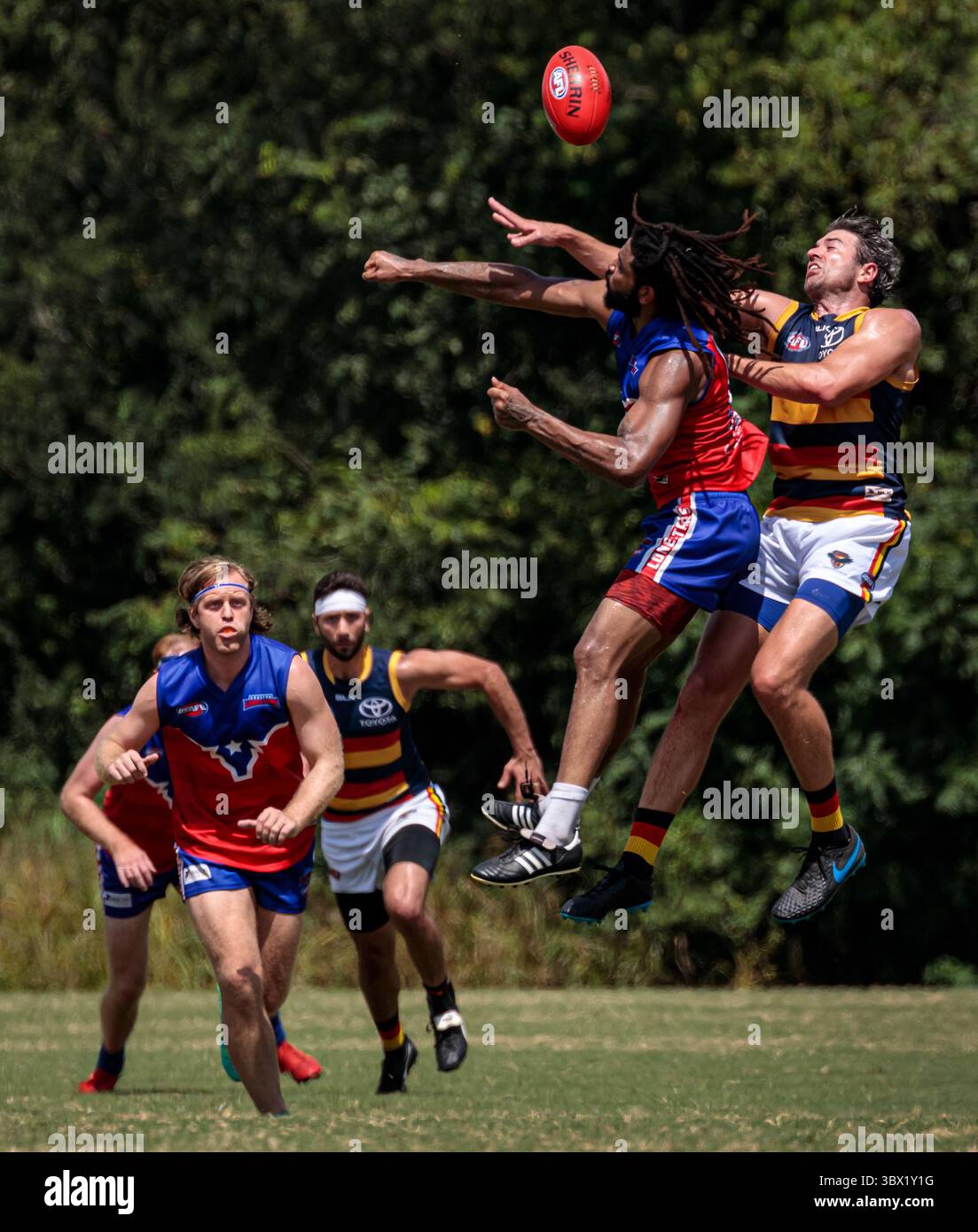 31 luglio 2021, Austin, Texas, Stati Uniti: Partita della United States Australian Football League tra gli Austin Crows e gli Houston Lonestars all'Onion Creek Soccer Complex di Austin, Texas. (Immagine di credito: © Ralph Arvesen/ZUMA Press) Foto Stock