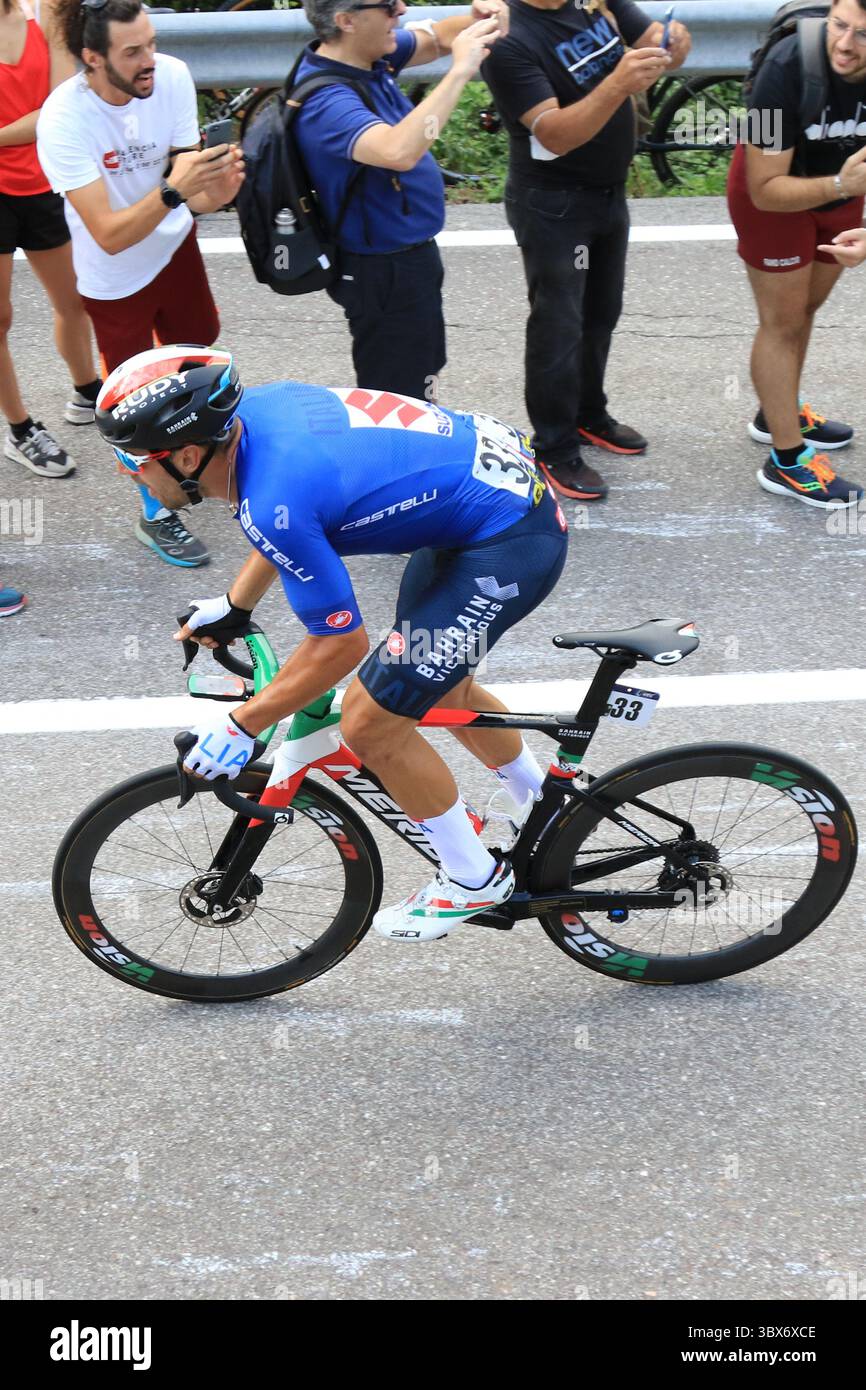 Campionati europei di ciclismo su strada 2021 UEC. Trento, Italia il 12 settembre 2021. Elite Men Road Race, Sonny COLBRELLI (ITA) (foto di Pierre Teyssot/ESPA-Images) (immagine di credito: &Copy; ESPA Photo Agency/CSM via ZUMA Wire) Foto Stock