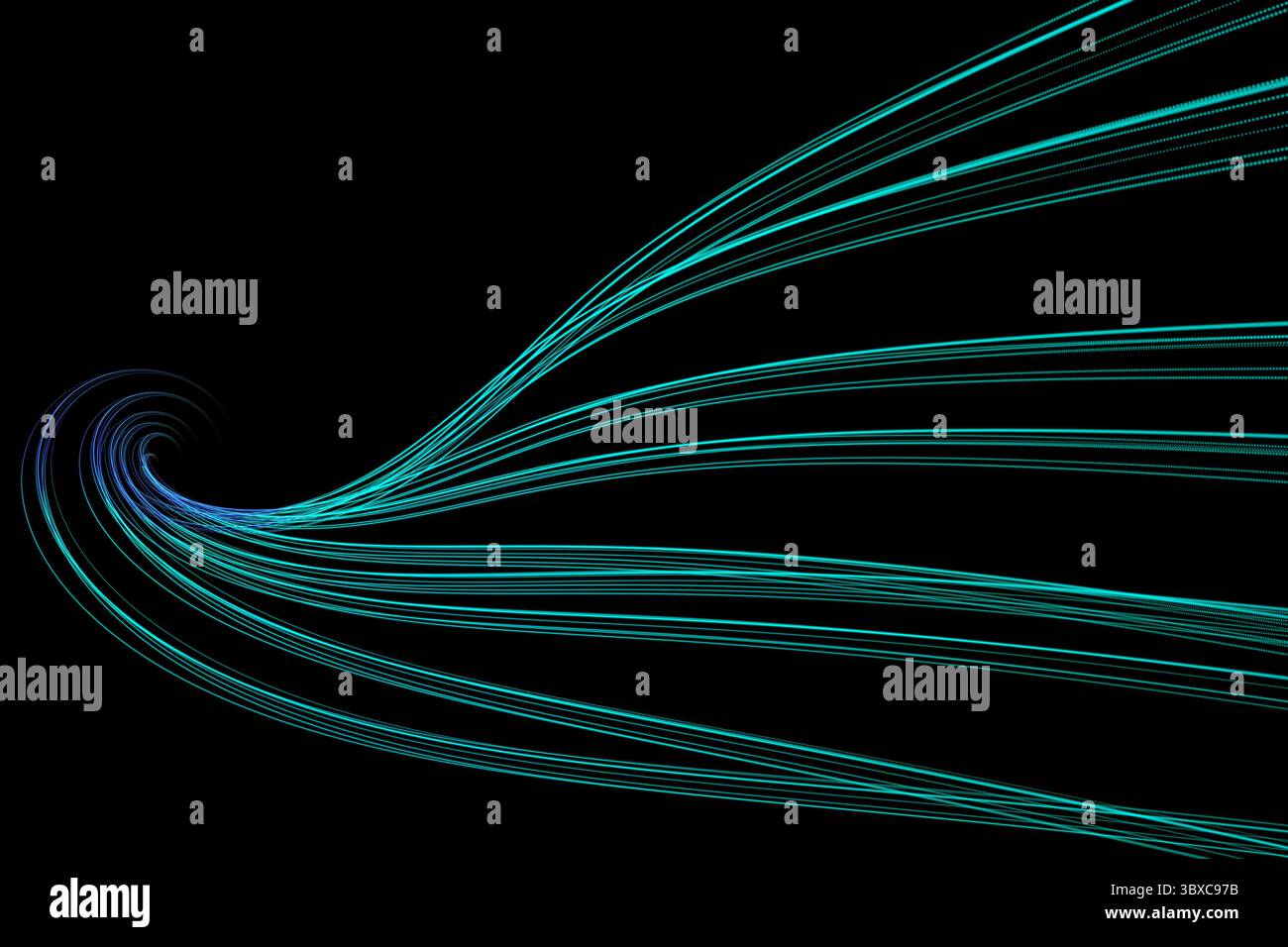 Sfondo nero con linee lucido Foto Stock