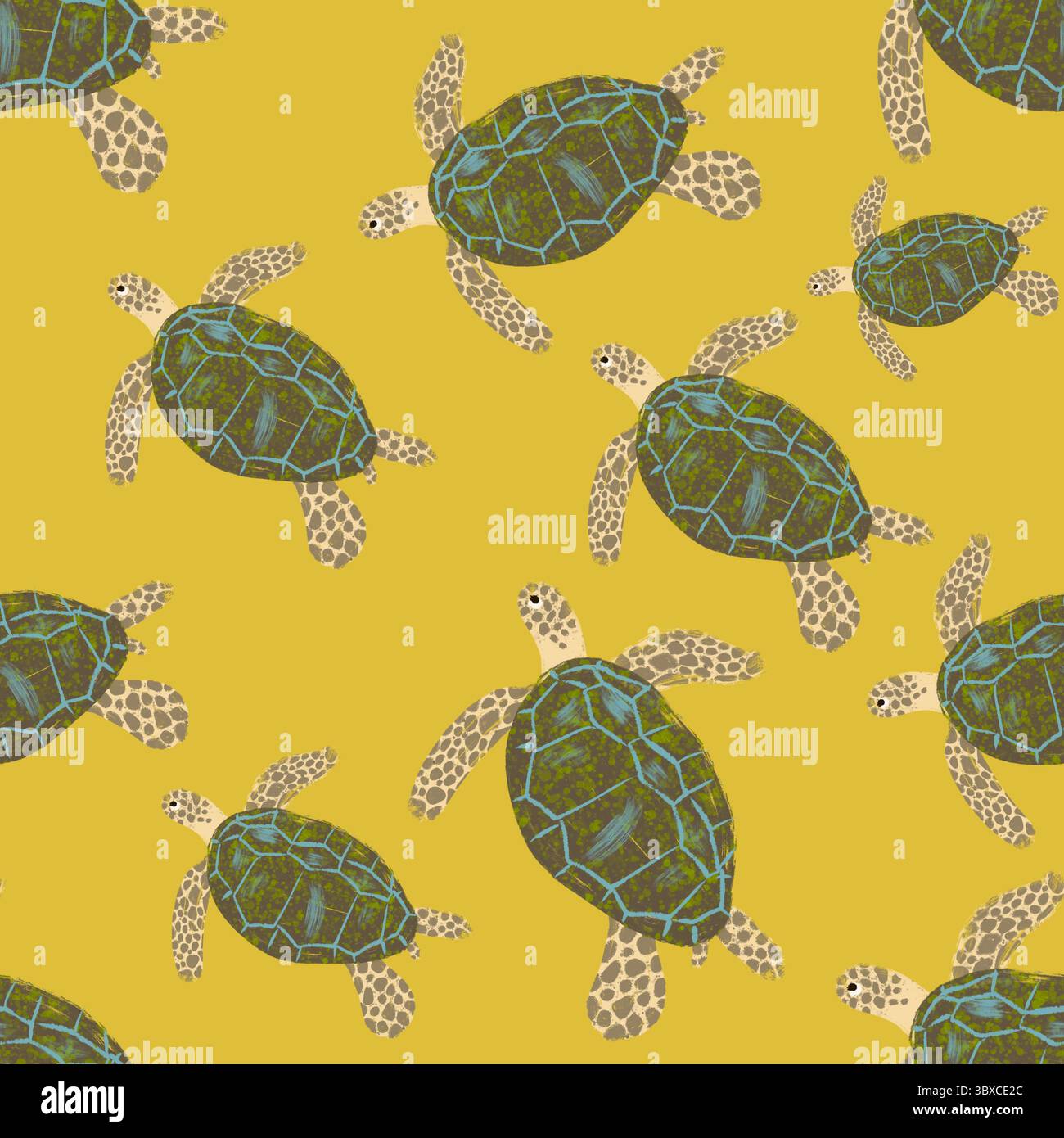motivo senza cuciture con tartarughe marine Foto Stock