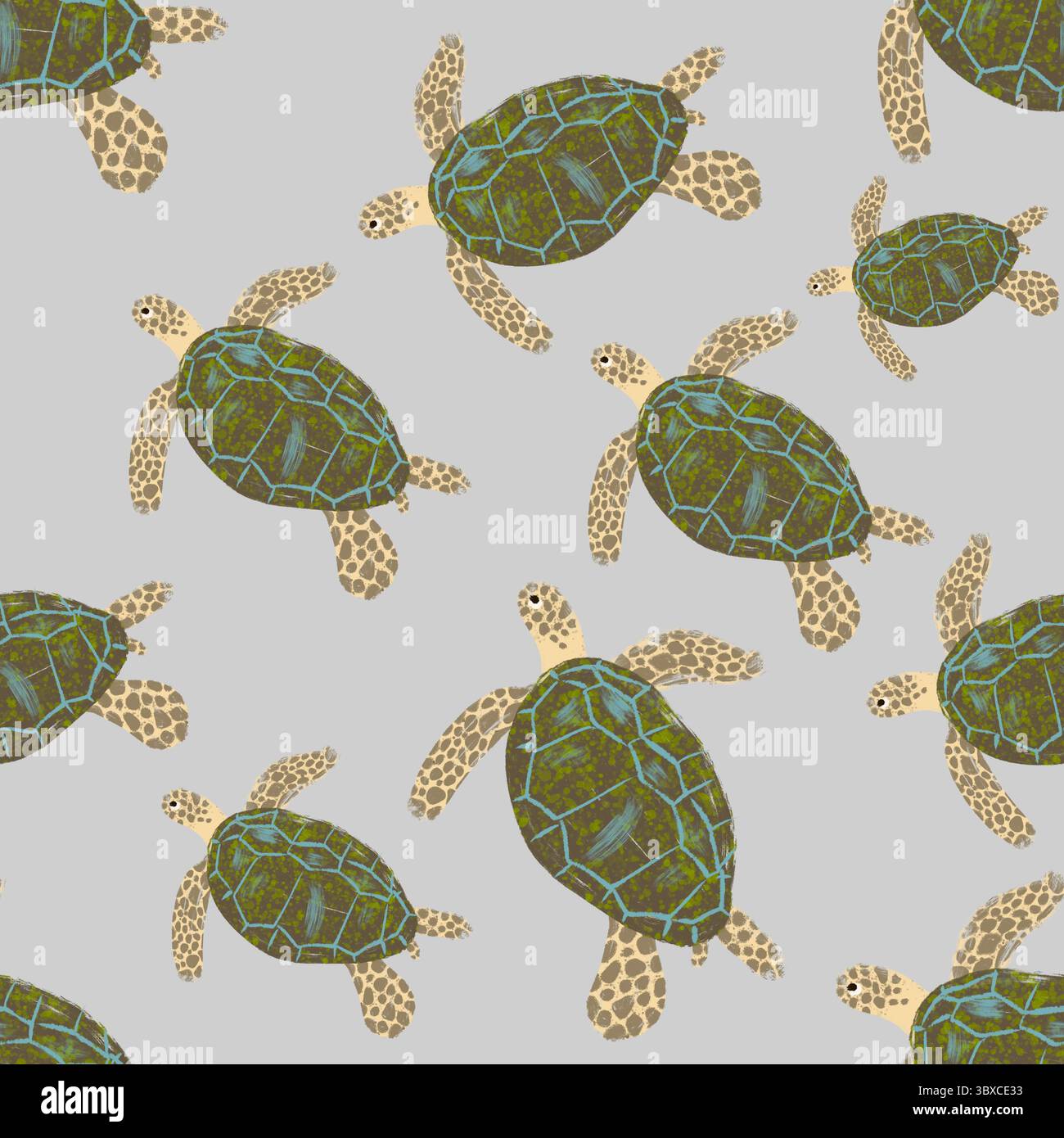 motivo senza cuciture con tartarughe marine Foto Stock