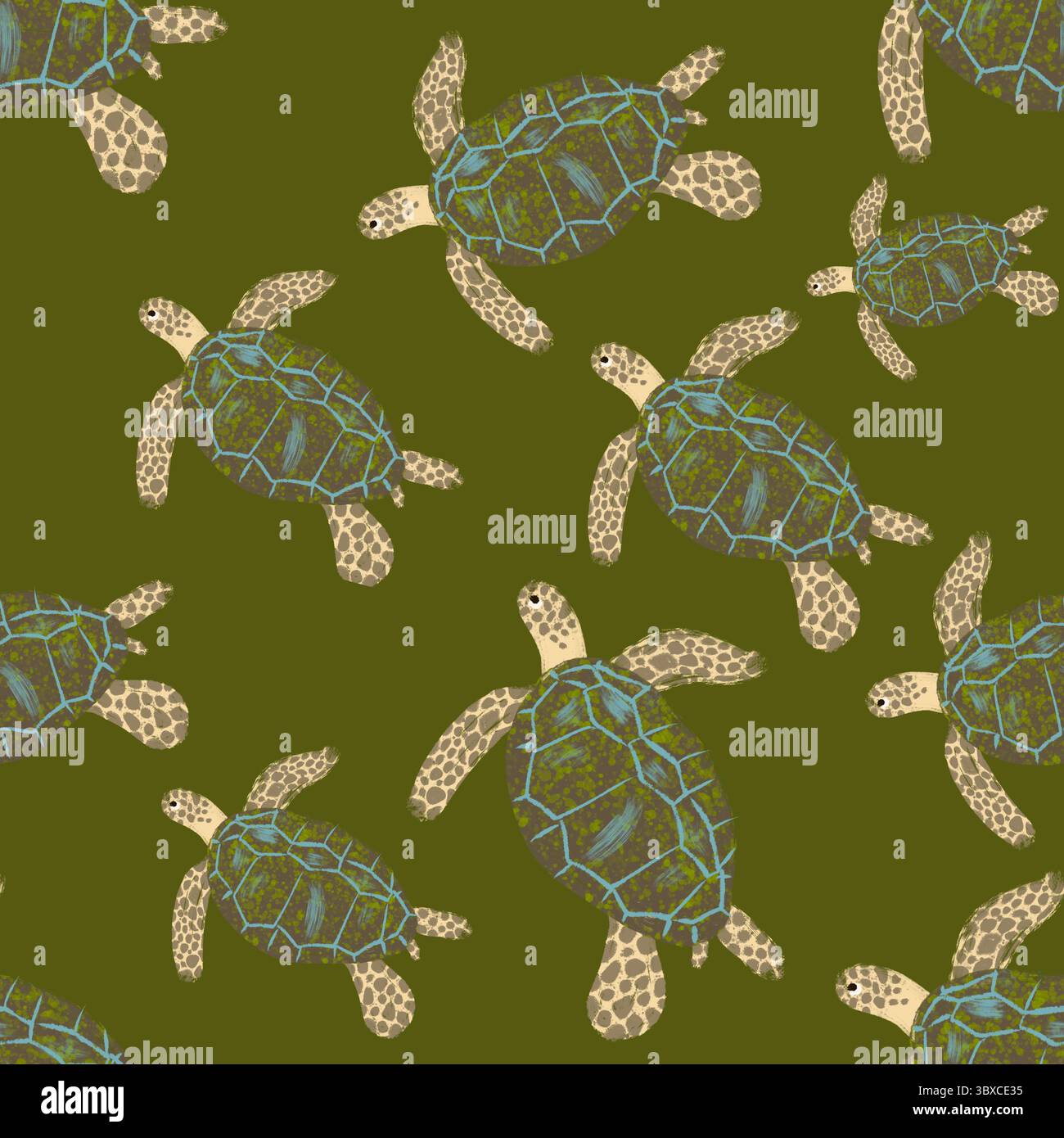 motivo senza cuciture con tartarughe marine Foto Stock