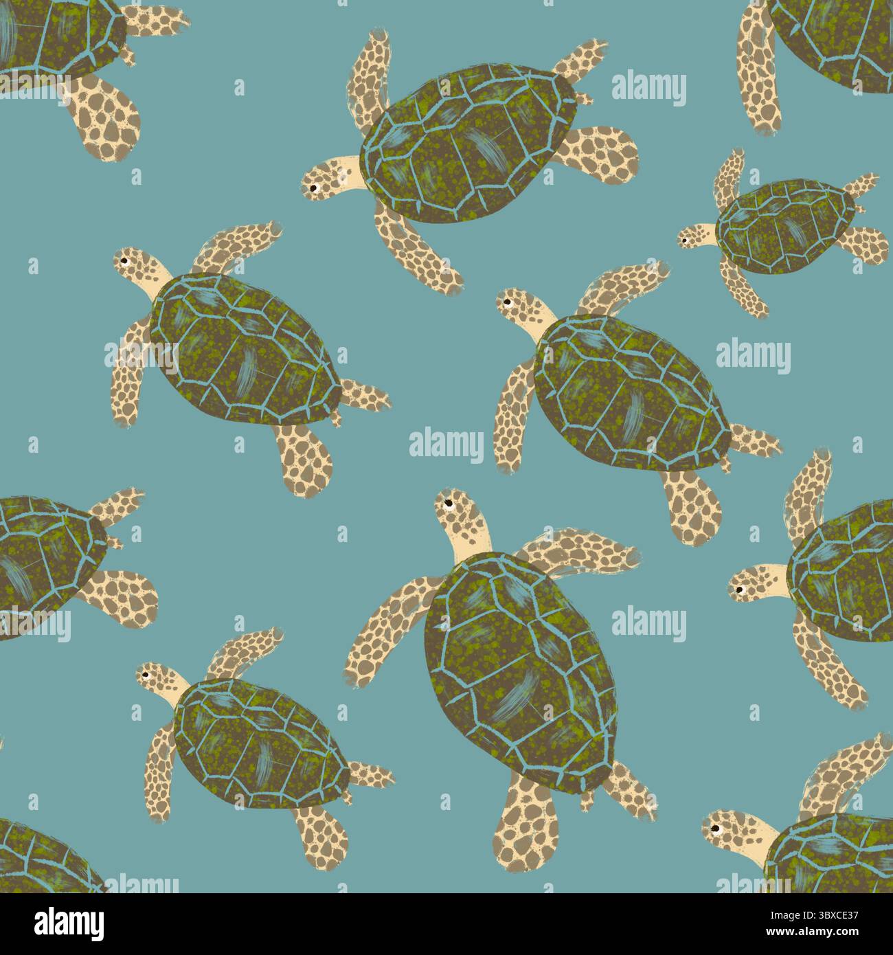 motivo senza cuciture con tartarughe marine Foto Stock