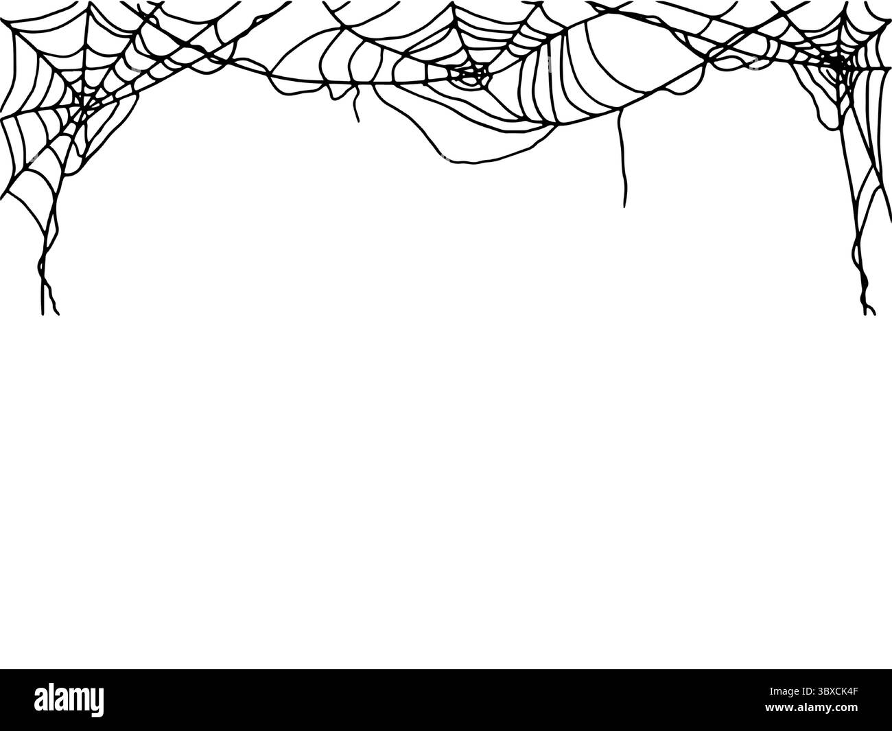 Ragnatela di Spider, su cartolina o invito, schizzo a inchiostro bianco e nero. Illustrazione vettoriale. Il tradizionale decor delle feste di Halloween e' isolato su di un bianco Illustrazione Vettoriale