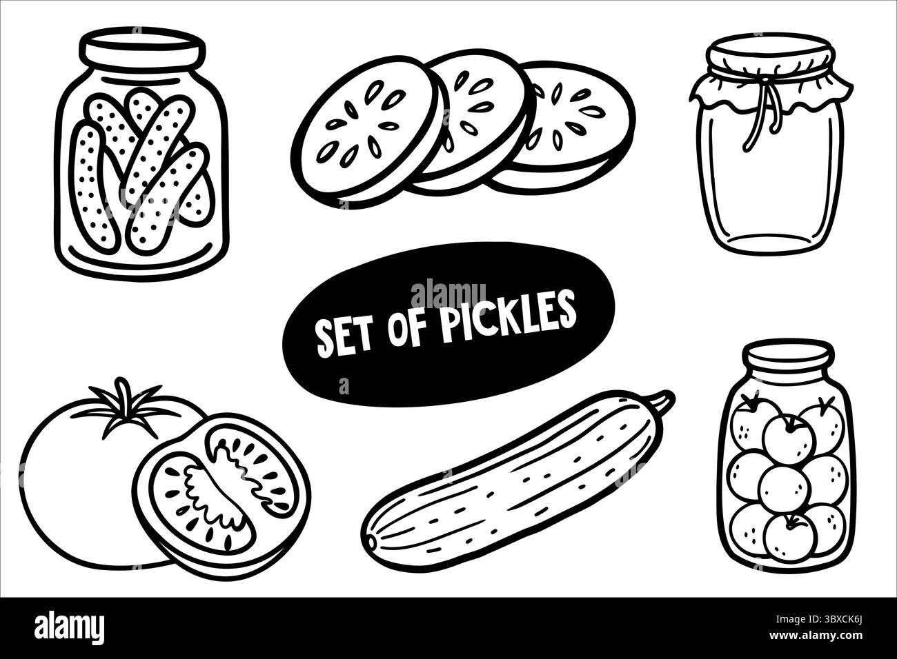 Set di verdure sott'annata trafilate a mano e prodotti freschi interi Illustrazione Vettoriale