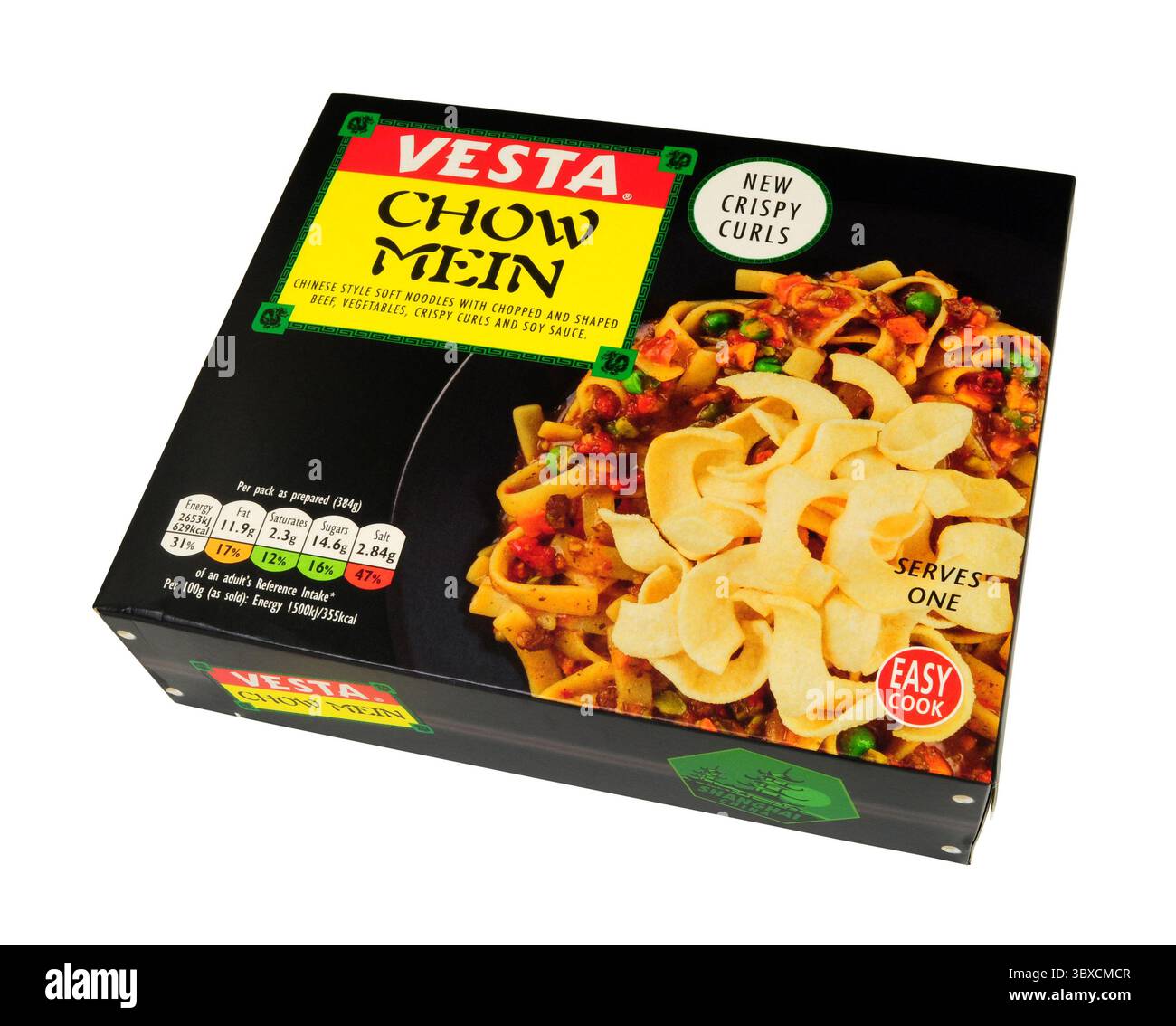 Mein di Vesta, tagliatelle morbide disidratate in stile cinese con manzo tritato e sagomato, verdure e ricci di lenticchie Foto Stock