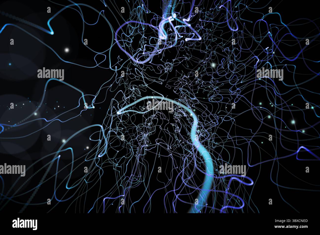 Sfondo nero con linee lucido Foto Stock