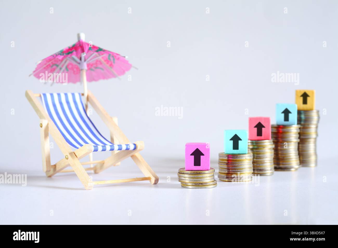 Concetto di business per la crescita finanziaria, la gestione patrimoniale, fare soldi, banche di successo, assicurazioni, consulenza, spazio di copia gratuito Foto Stock