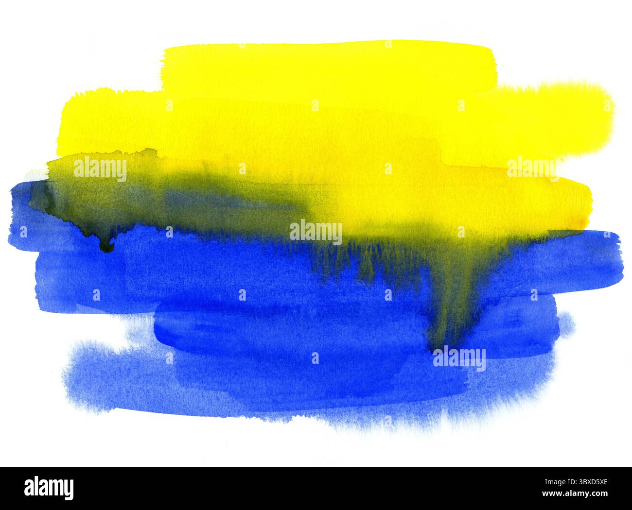 Sfondo ad acquerello giallo e blu chiaro e astratto Foto Stock