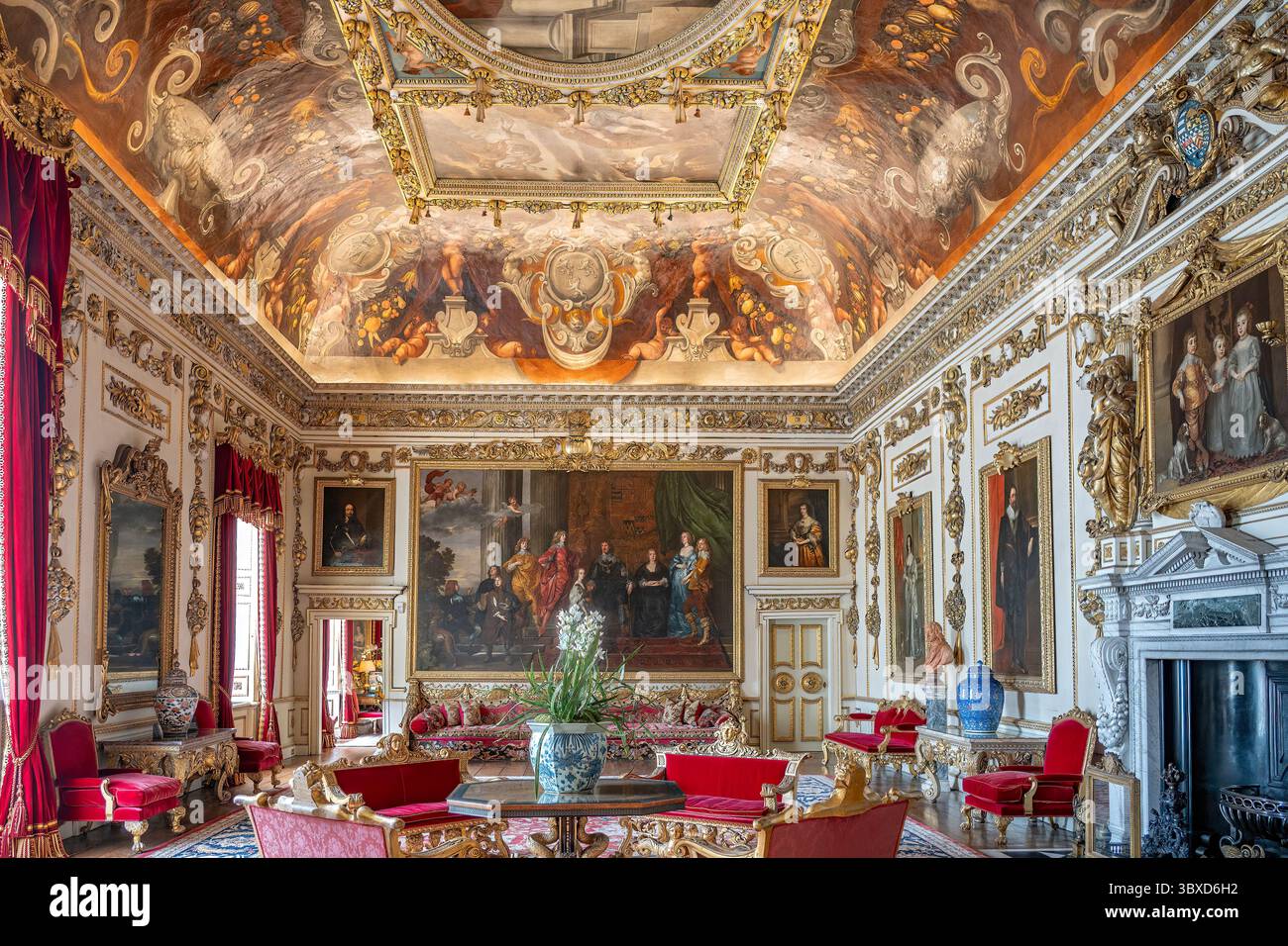 La sala del Trono, Wilton House and Gardens, Wilton, Wiltshire, Inghilterra Foto Stock