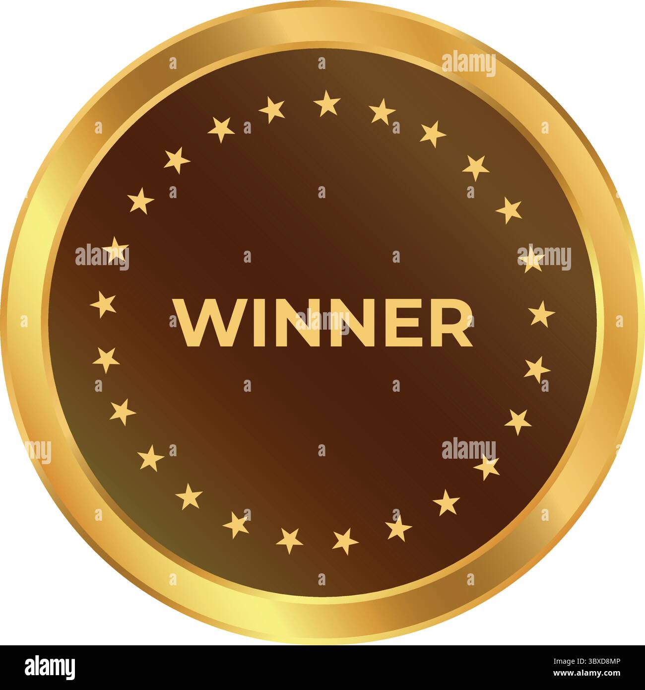 Medaglia d'oro e marrone con bordo a stella, ideale per premi, concorsi e successi. Illustrazione Vettoriale