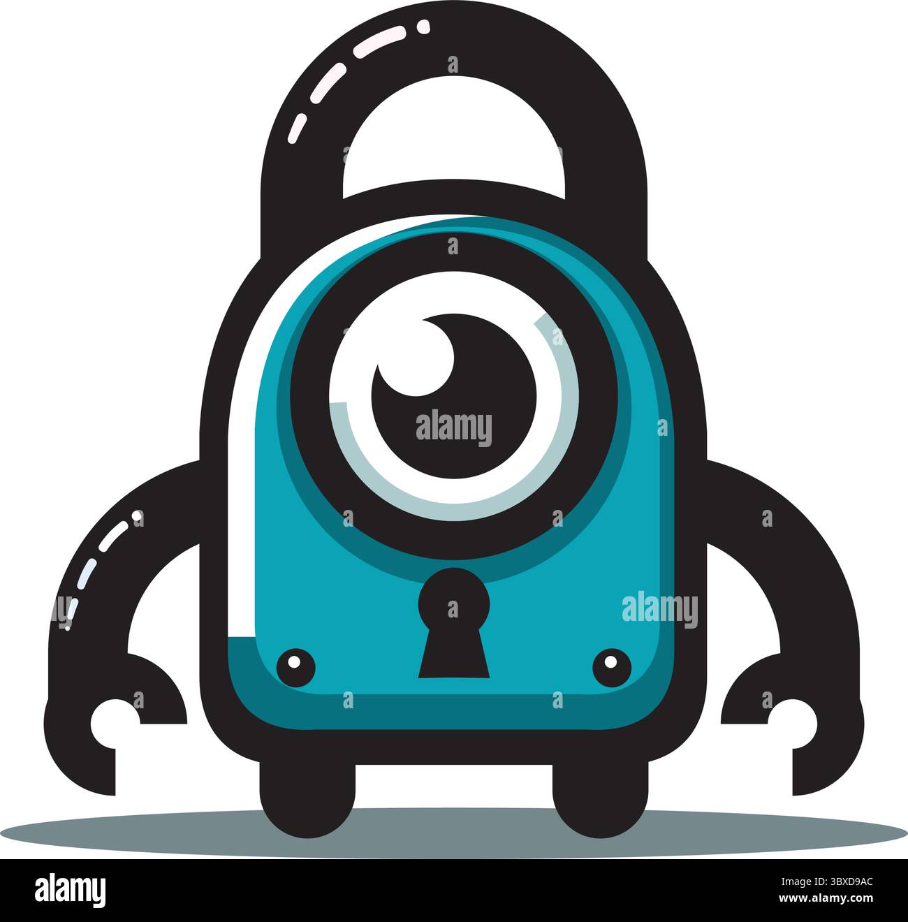 Simpatico mostro blu a forma di lucchetto con grande occhio e buco della serratura, perfetto per grafica di sicurezza, design di gioco o illustrazioni digitali. Illustrazione Vettoriale Simpatico mostro blu a forma di lucchetto con grande occhio e buco della serratura, perfetto per grafica di sicurezza, design di gioco o illustrazioni digitali. Illustrazione Vettoriale