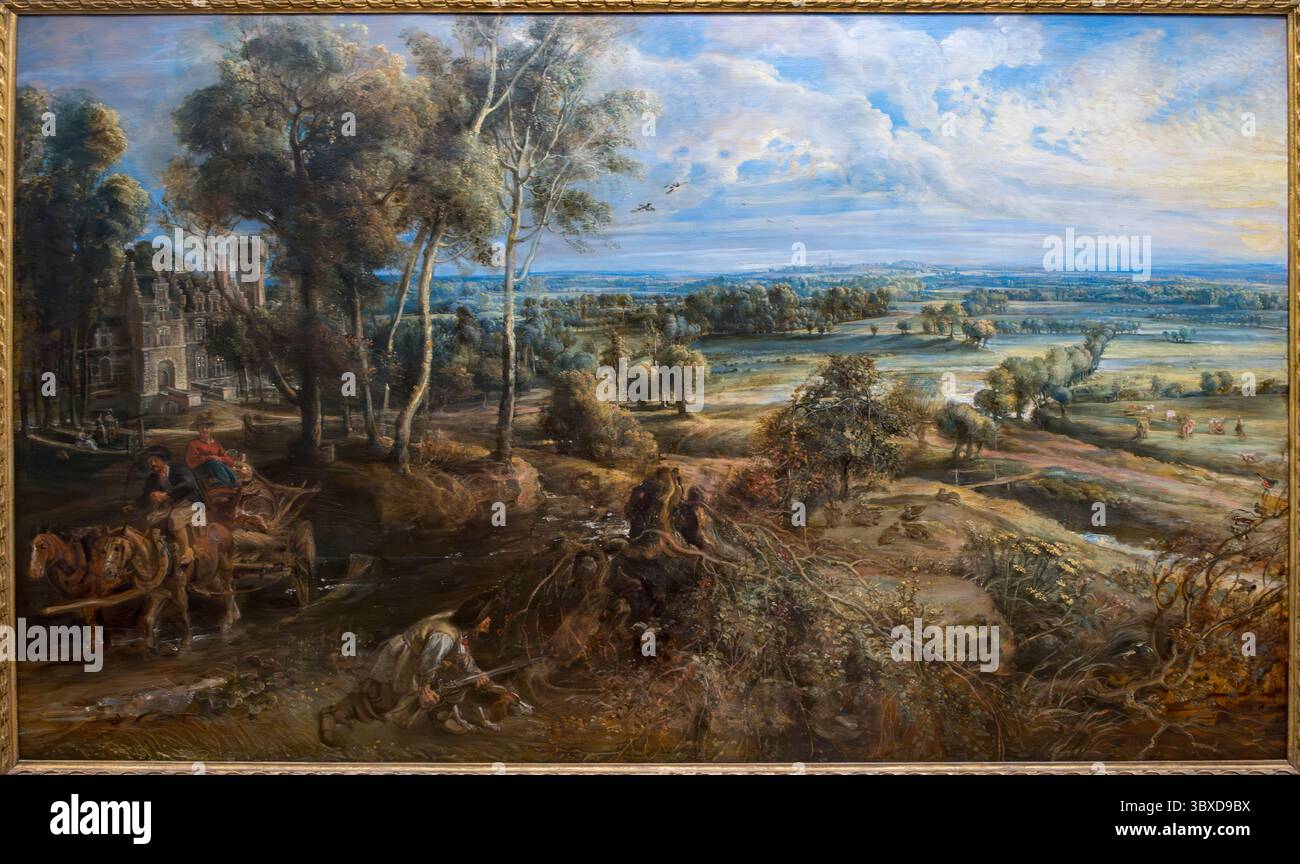 A View of Het Steen al mattino presto, dipinto ad olio di Peter Paul Rubens, 1636, The National Gallery, Londra, Inghilterra, REGNO UNITO Foto Stock