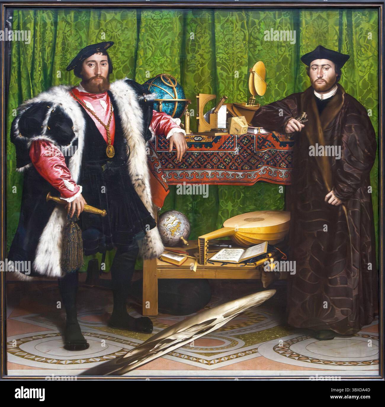 The Ambassadors, dipinto ad olio di Hans Holbein il giovane, 1533, The National Gallery, Londra, Inghilterra, REGNO UNITO Foto Stock
