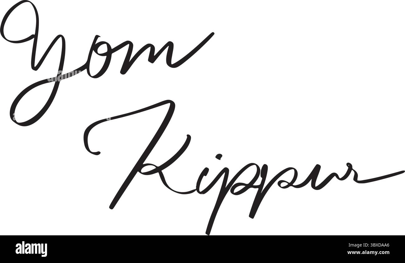 Yom kippur font di testo calligrafia scrittura a mano scritta a mano icona oggetto di colore nero yom kippur, nazione israeliana yom kippur torah shofar hash Illustrazione Vettoriale