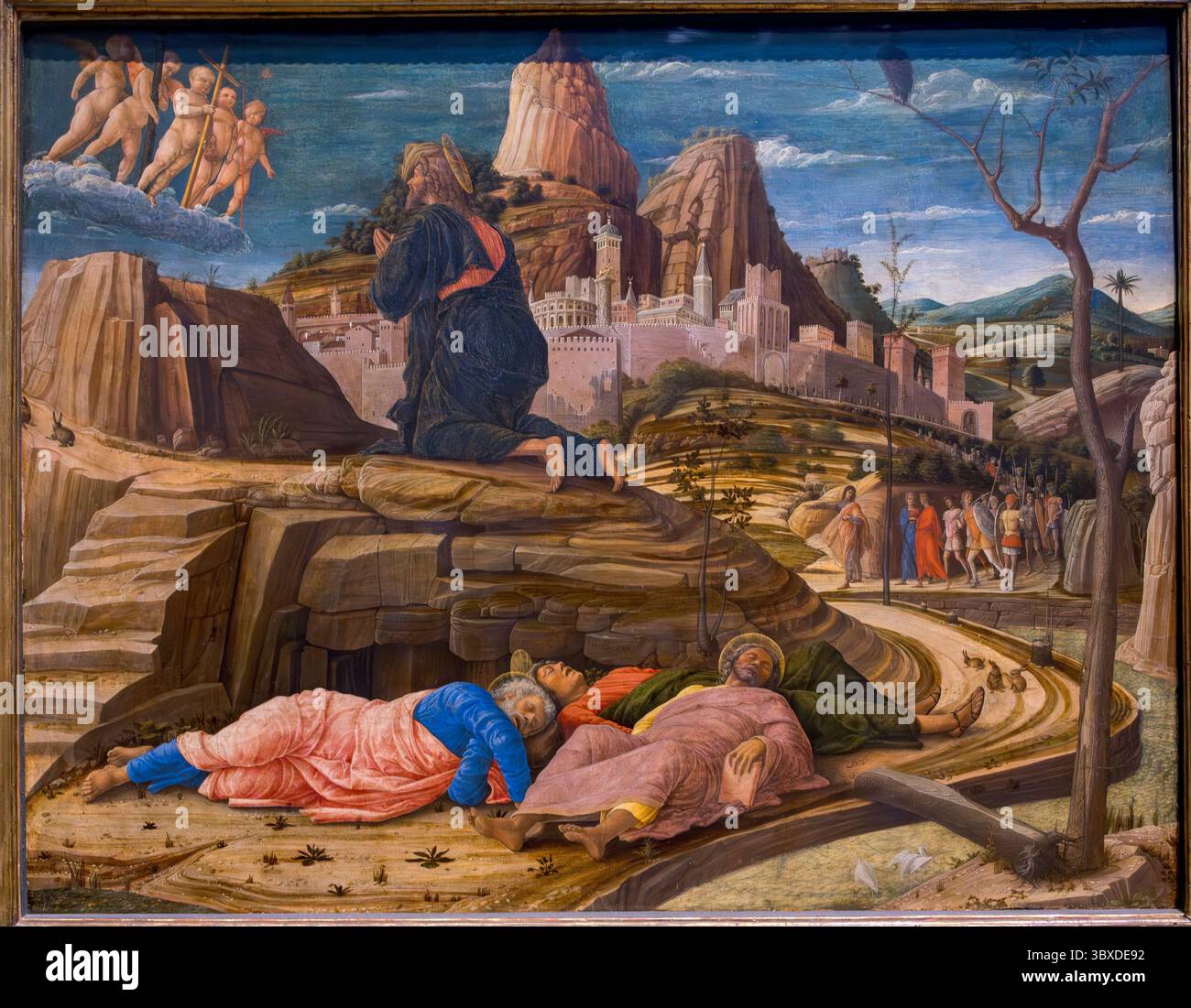The Agony in the Garden, dipinto ad olio di Andrea Mantegna, 1456, The National Gallery, Londra, Inghilterra, REGNO UNITO Foto Stock