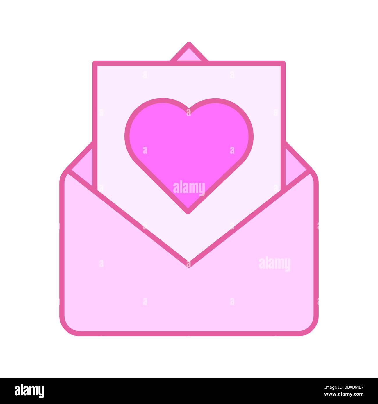 Icona lettera d'amore. Busta cuore rosa. Romantico vettore postale. Simbolo del messaggio carino. Illustrazione Vettoriale