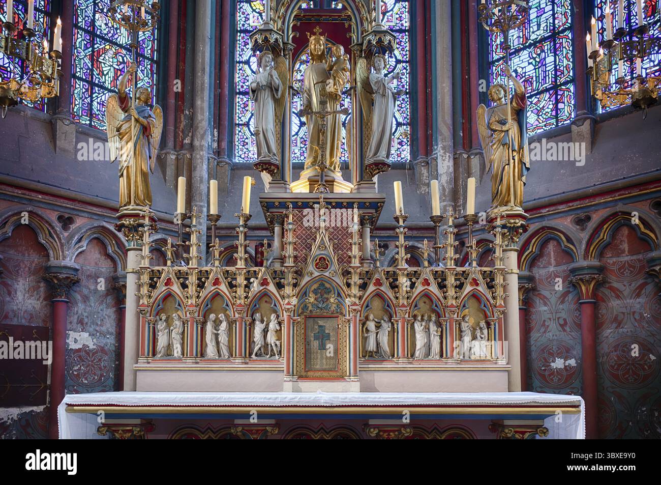 Vista interna, altare, Cappella del Santissimo Sacramento, Chapelle du Saint-Sacrement, Saint-Augustin de Cantorbery, cappella radiale, ambulatorio, Cathedr Foto Stock
