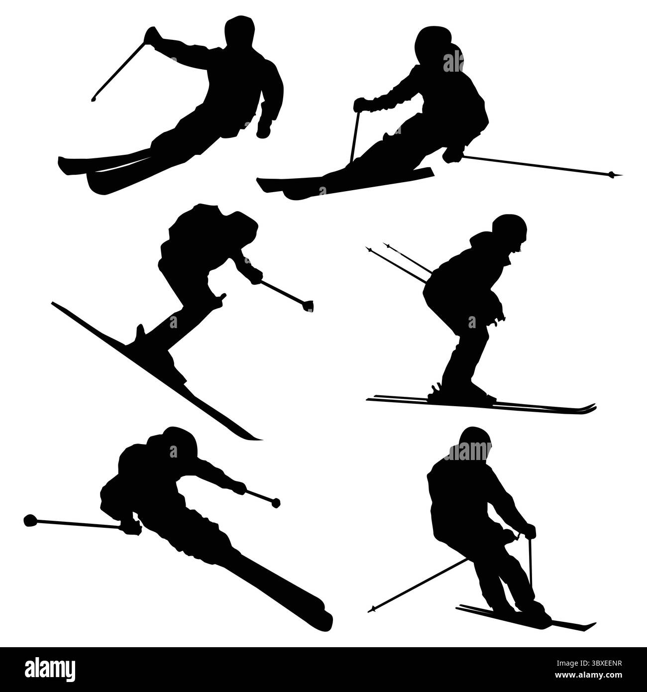 Giocatore di sci alpino silhouette disegnando la forma Vol 2 Illustrazione Vettoriale