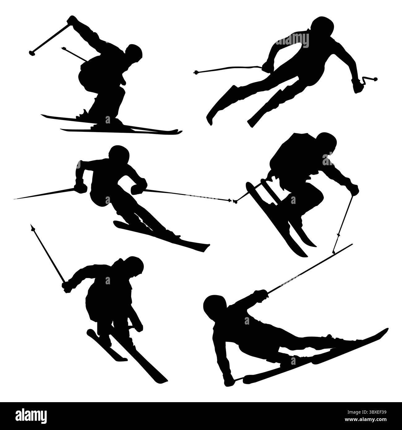 sagoma disegnata dal giocatore di sci alpino Illustrazione Vettoriale