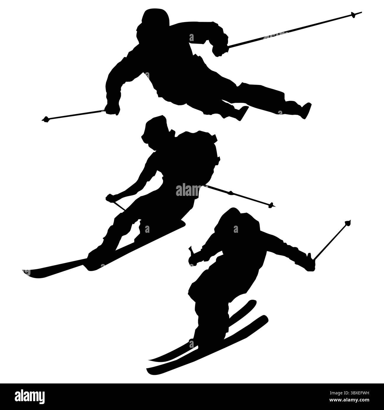 Giocatore di sci alpino silhouette disegnando la forma Vol 5 Illustrazione Vettoriale