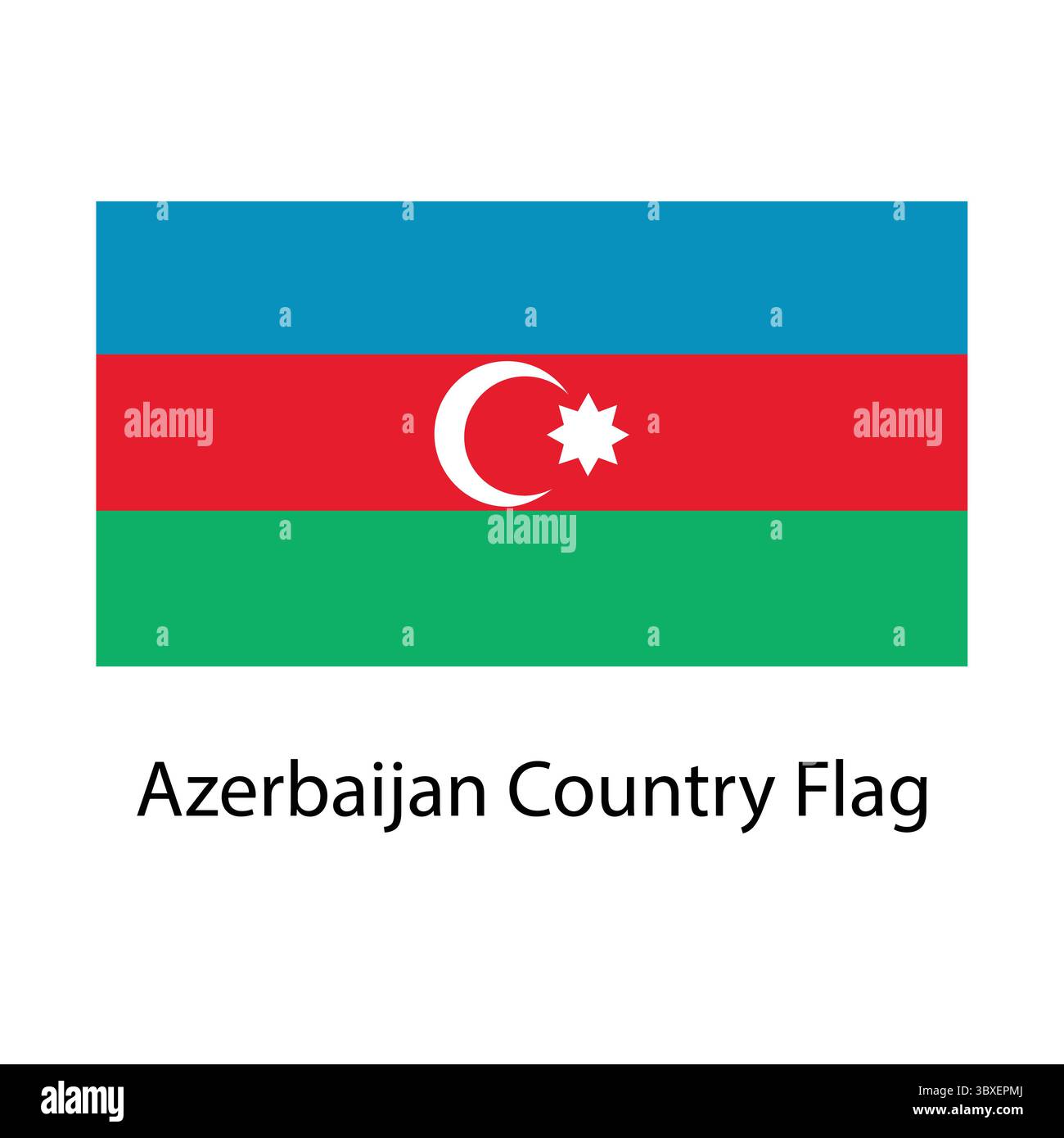 Bandiera del paese dell'Azerbaigian illustrazione disegno a mano disegno basato su vettore Illustrazione Vettoriale