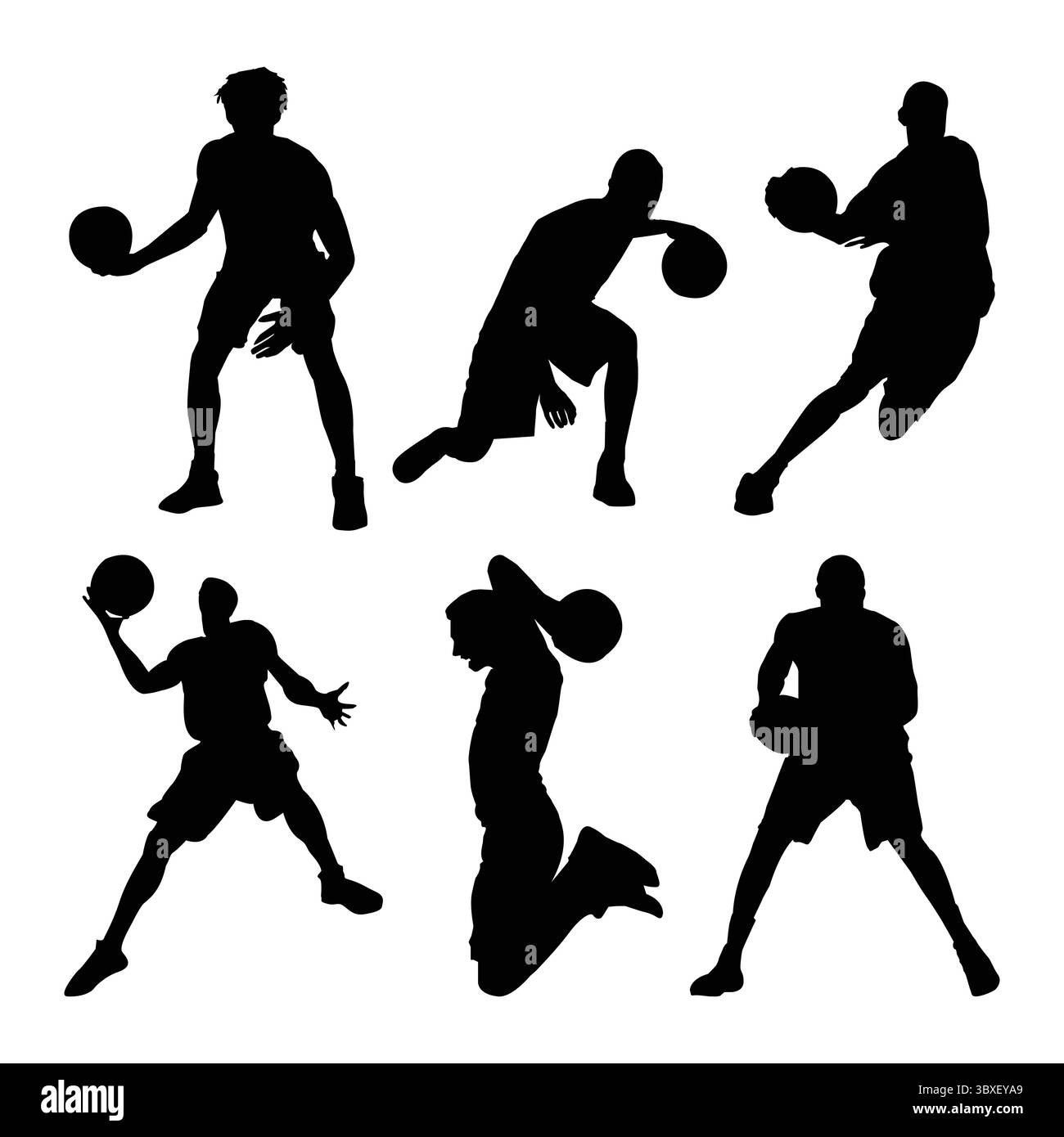 Disegnare le forme delle silhouette del giocatore di pallacanestro vol 2 Illustrazione Vettoriale